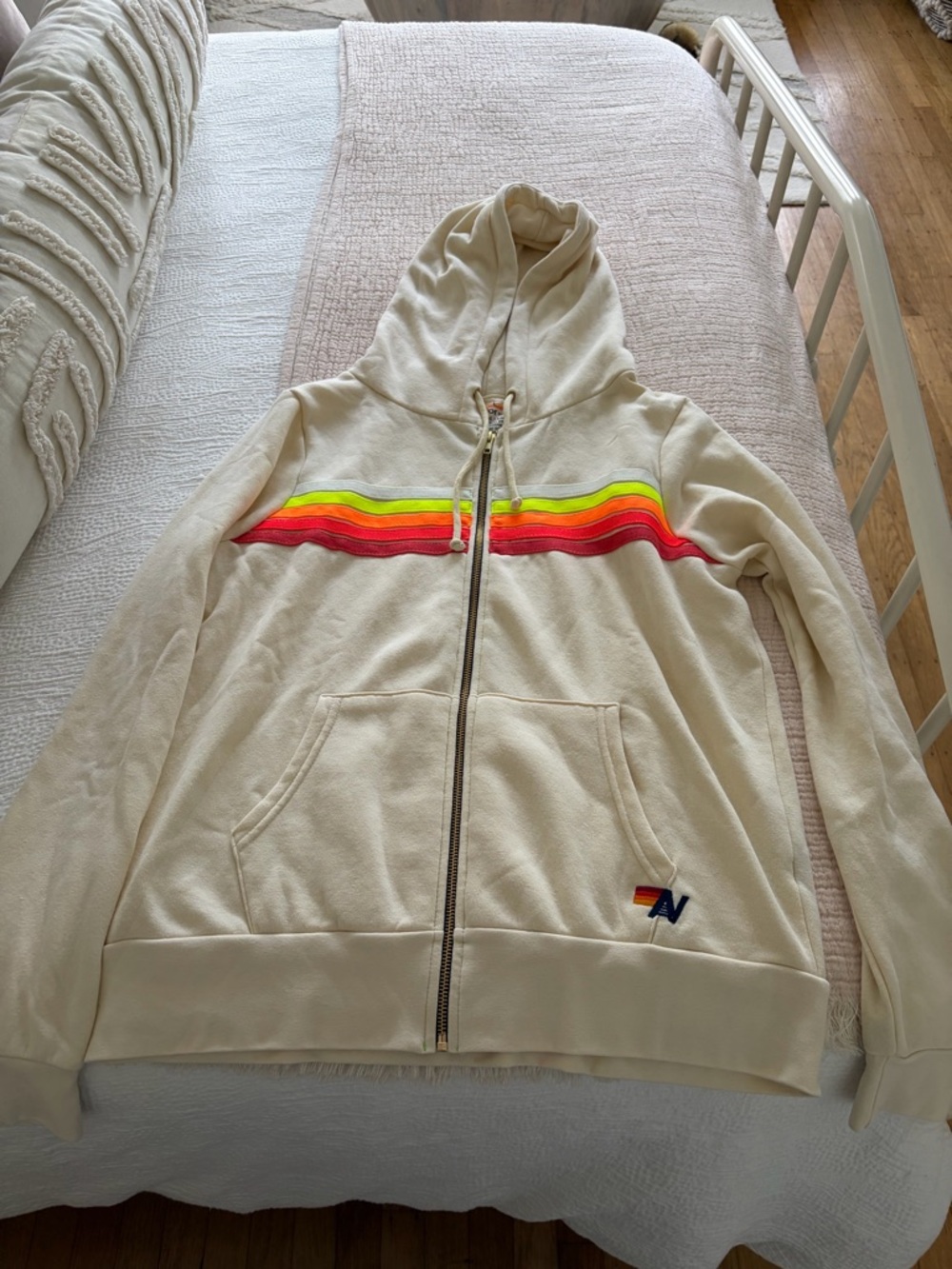 Aviator Nation Cream Zip-Up Hoodie